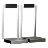Handcrafted Vintage Steel and Wood Bookends - Modernist Design