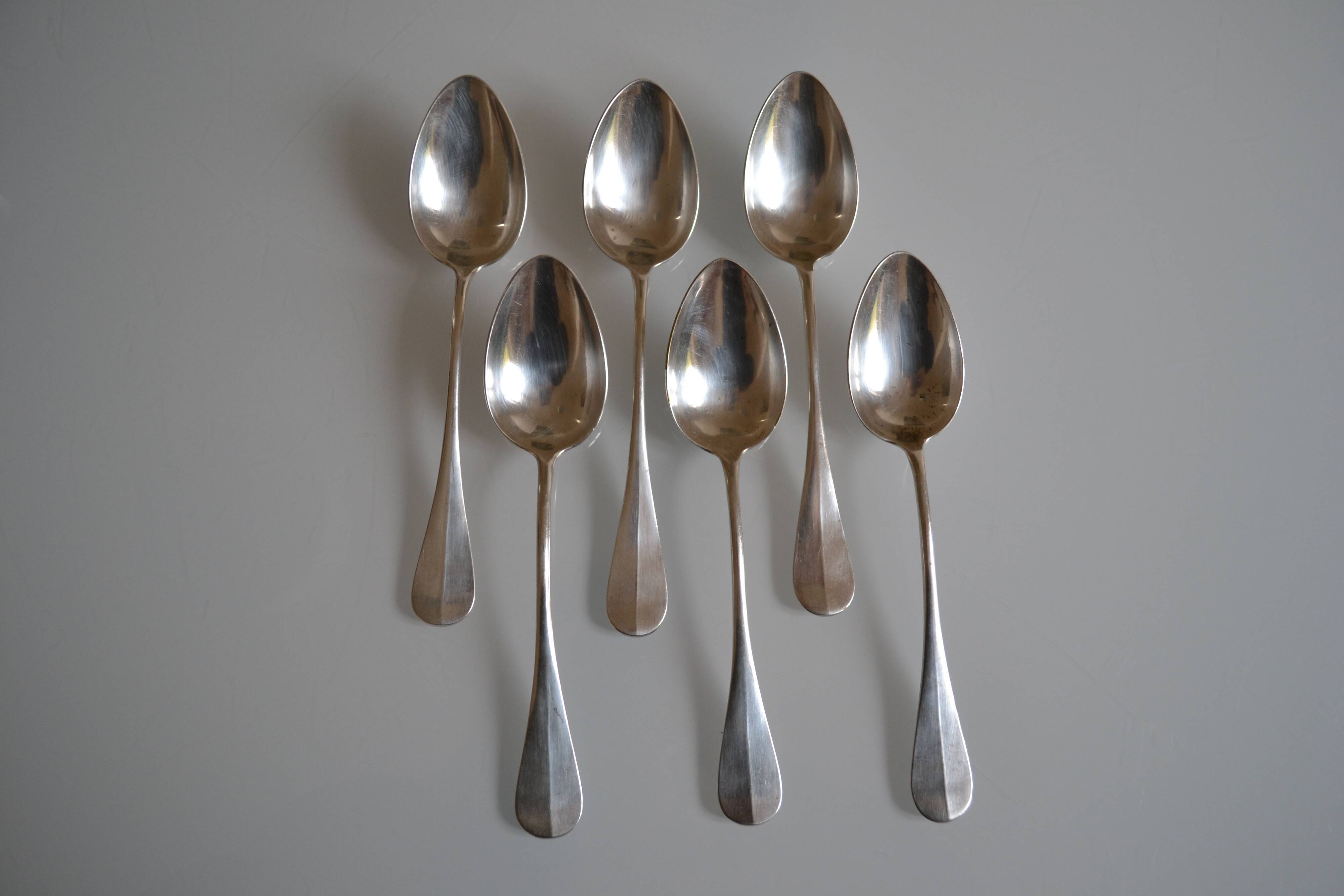 6 silver plated soup spoons P de Ruolz silver plated soup spoons 21.8 cm