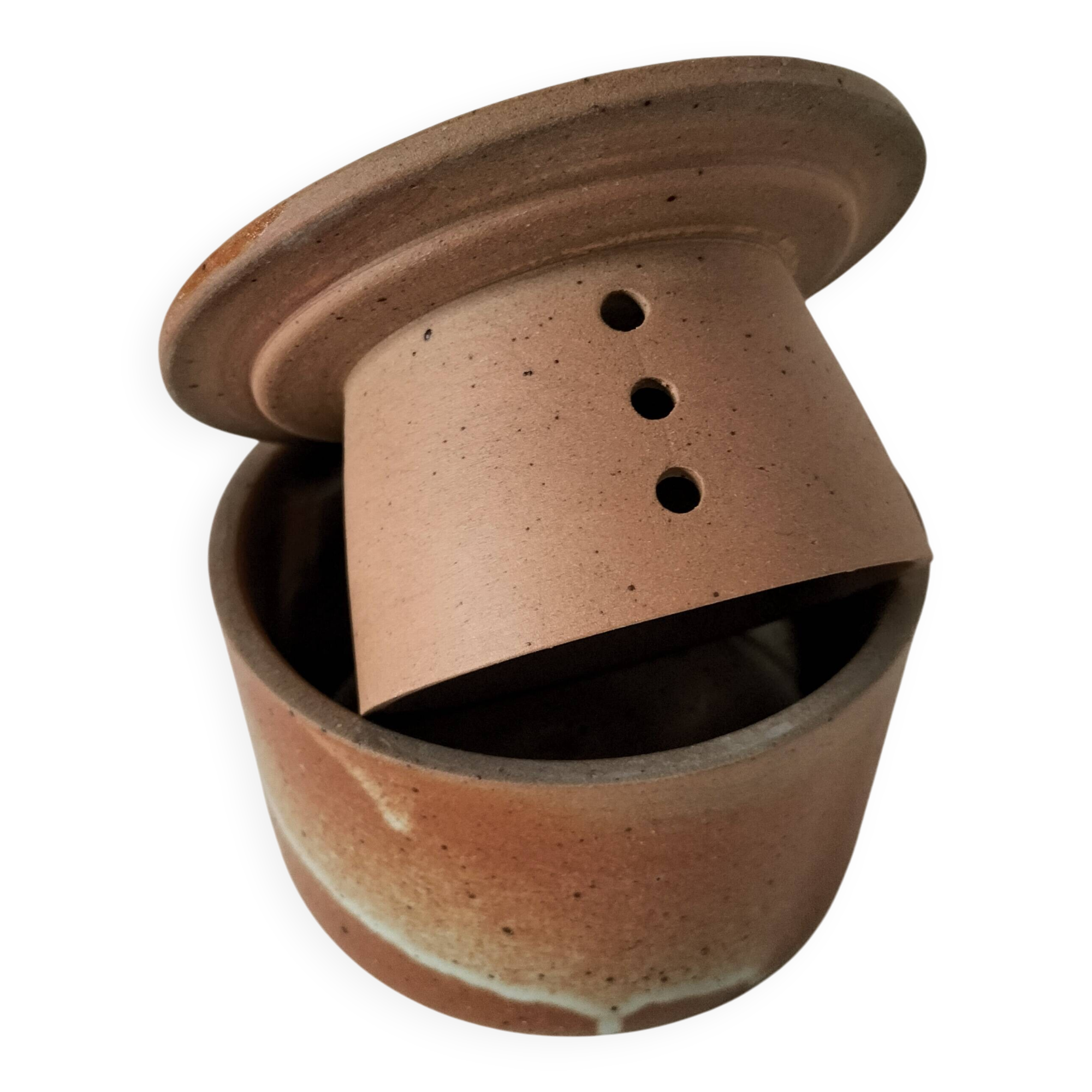 Antique water butter dish in stoneware – Handmade ceramics