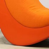 Vintage organic armchair in orange fabric and fiber, 1970