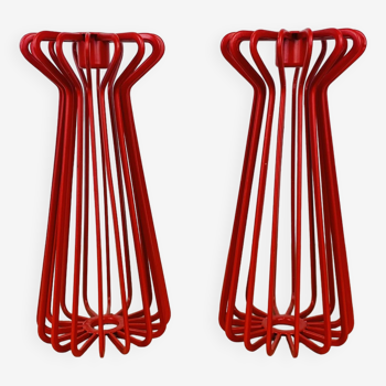 Pair of Ehlen Johansson design candlesticks for Ikea, red metal
