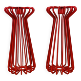Paire de bougeoirs design Ehlen Johansson pour Ikea, métal rouge