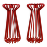 Paire de bougeoirs design Ehlen Johansson pour Ikea, métal rouge
