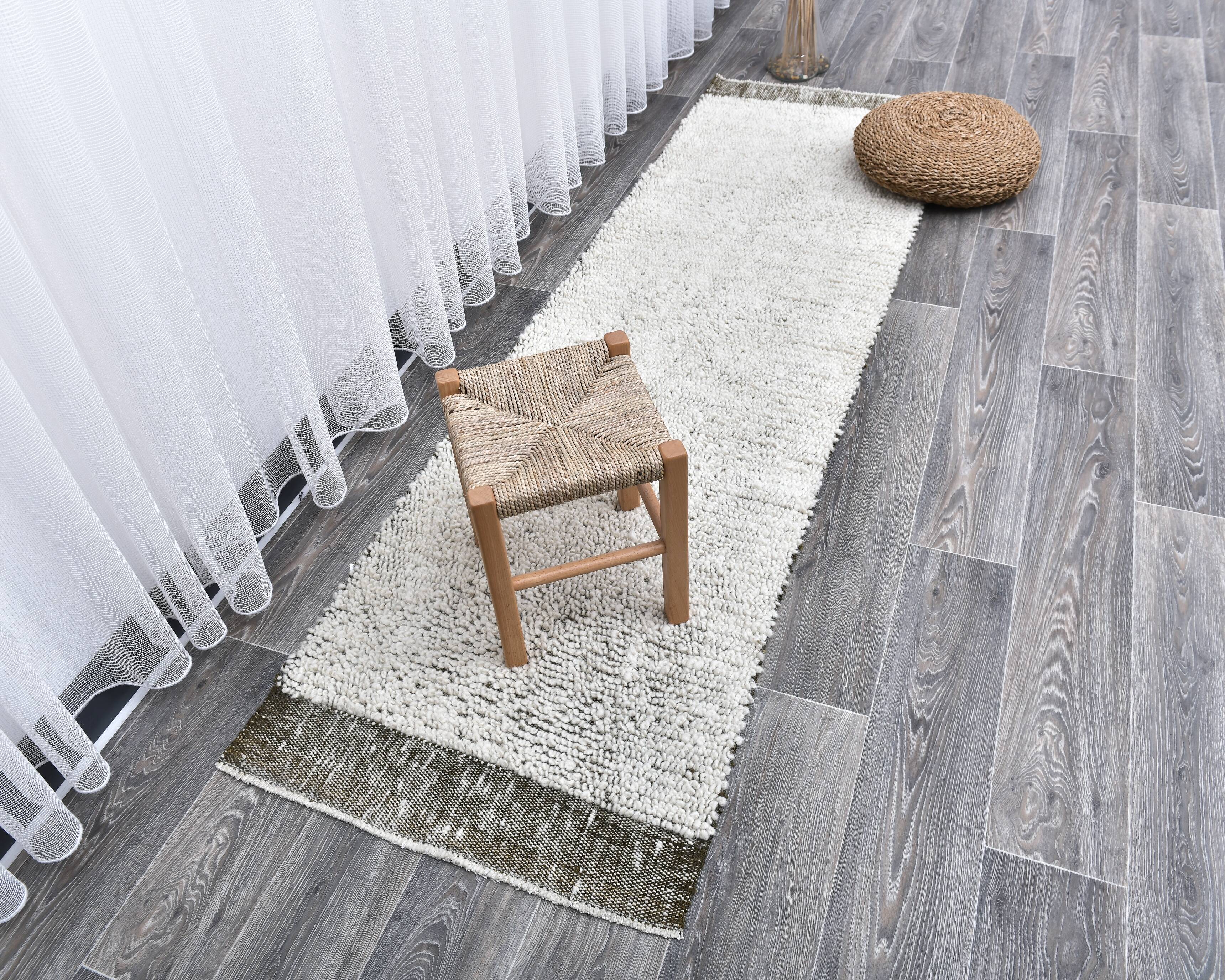 2x7 Green White Turkish Vintage Runner Rug 66x231Cm