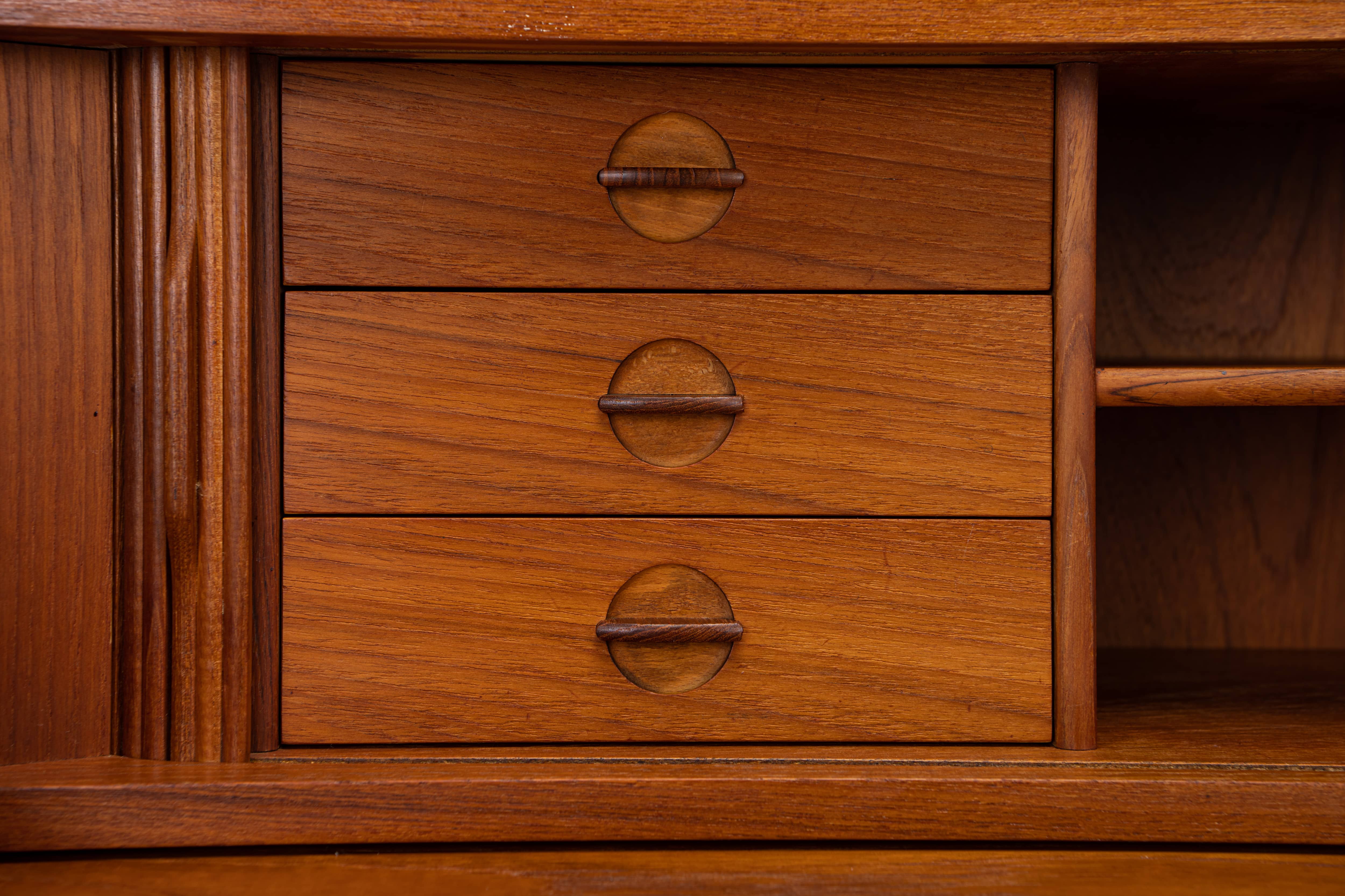 Bookcase secretary by Johannes Sorth for Nexø Møbelfabrik Bornholm, Denmark 1960s
