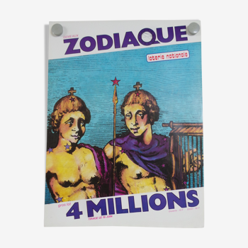 Original National Zodiac Lottery Poster Gemeaux 1985