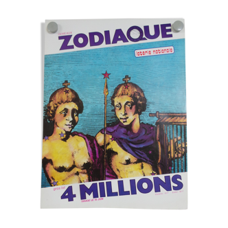 Affiche originale loterie nationale  zodiaque Gemeaux 1985