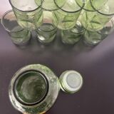 Set of carafe and 9 bubble glass glasses from the 70s