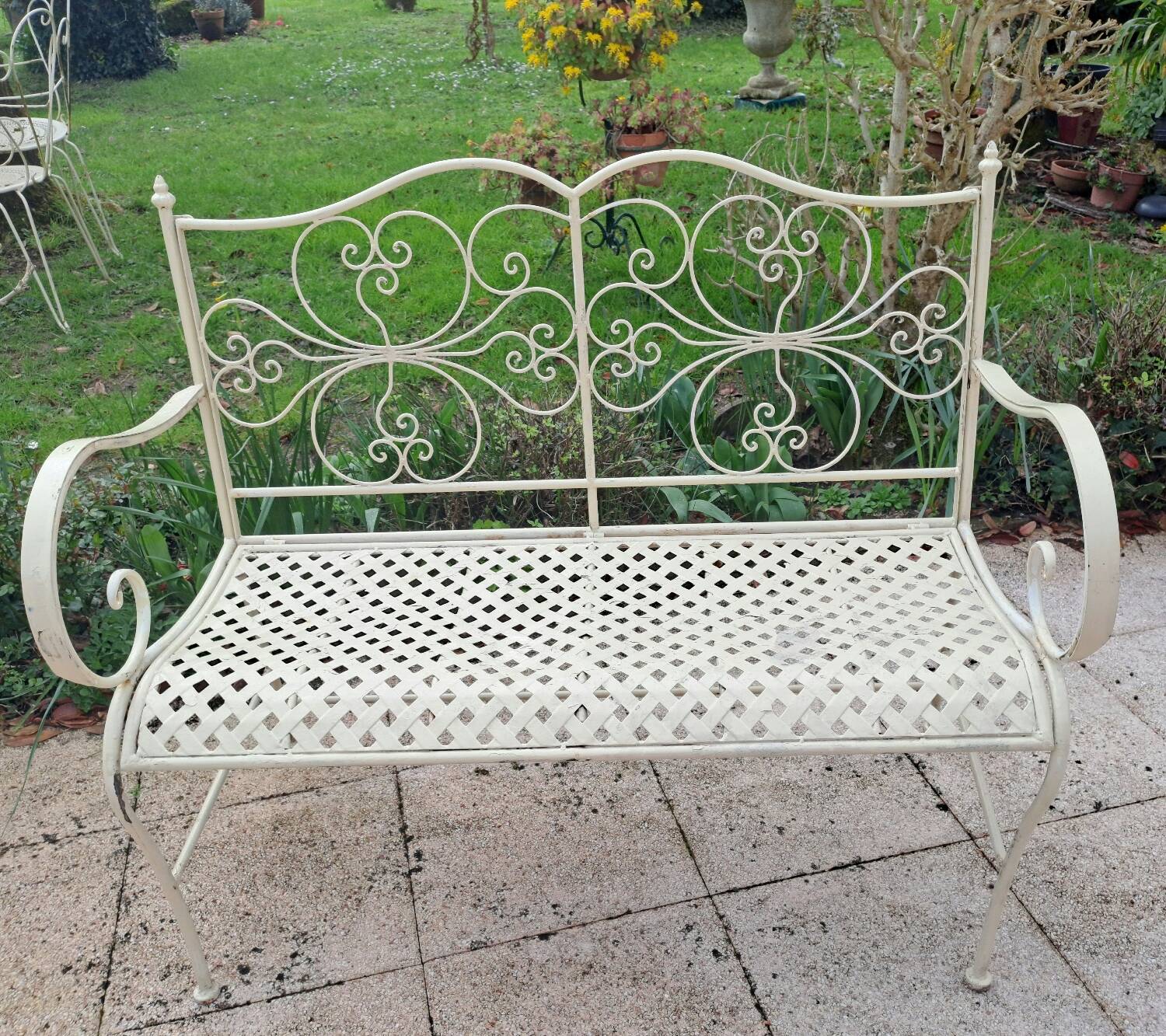 Wrought iron garden bench