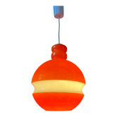 Suspension en verre Peill & Putzler mid-century orange et blanc