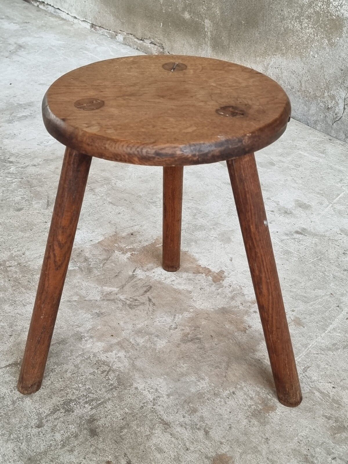 Vintage stool side table oak wood