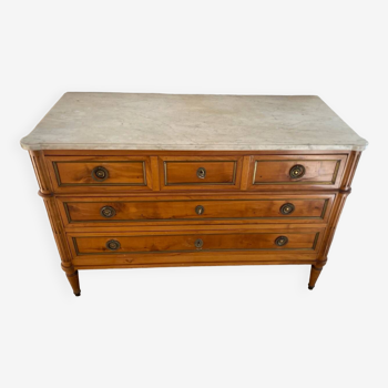 Louis XVI chest of drawers with gray marble top