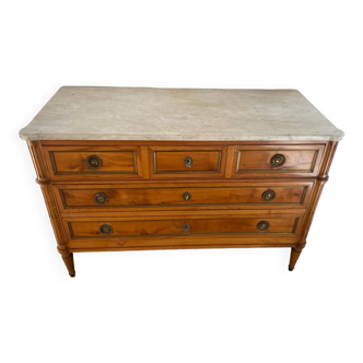 Louis XVI chest of drawers with gray marble top