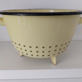 Vintage yellow enamelled strainer