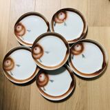 6 Fish plates, Orchies earthenware Moulin des Loups.