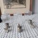Liquor cabinet / set of 3 vintage travel flasks by Le Tanneur