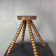 Midcentury bobbin wood turned farm house stool, France ca 1960s
