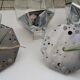 Pair of vintage 1970 Staff wall lights by Motoko Ishi in chrome