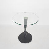 Round marble and glass side table, Italy 1980