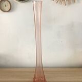Large 50cm pink glass art deco soliflore