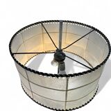 Vintage floor lamp with parchment and leather shade, 1960s