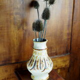 Ribbed vase with caramelized glaze; "581/22" - west German ceramics - 70s