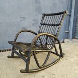 Rocking-chair en rotin noir