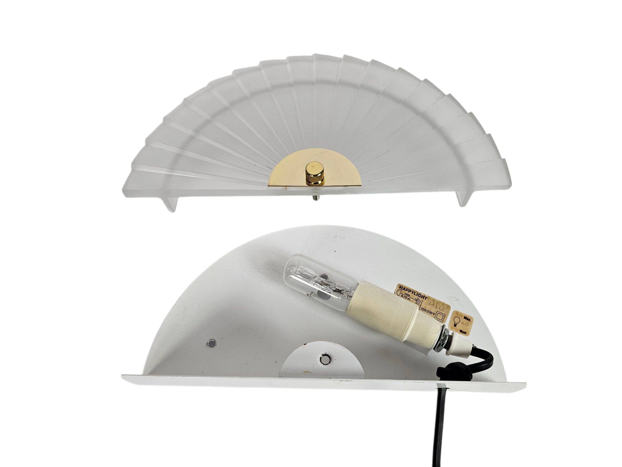 Happy Light - 'Waaier' - wandlamp - geperst glas - metaal - 90's