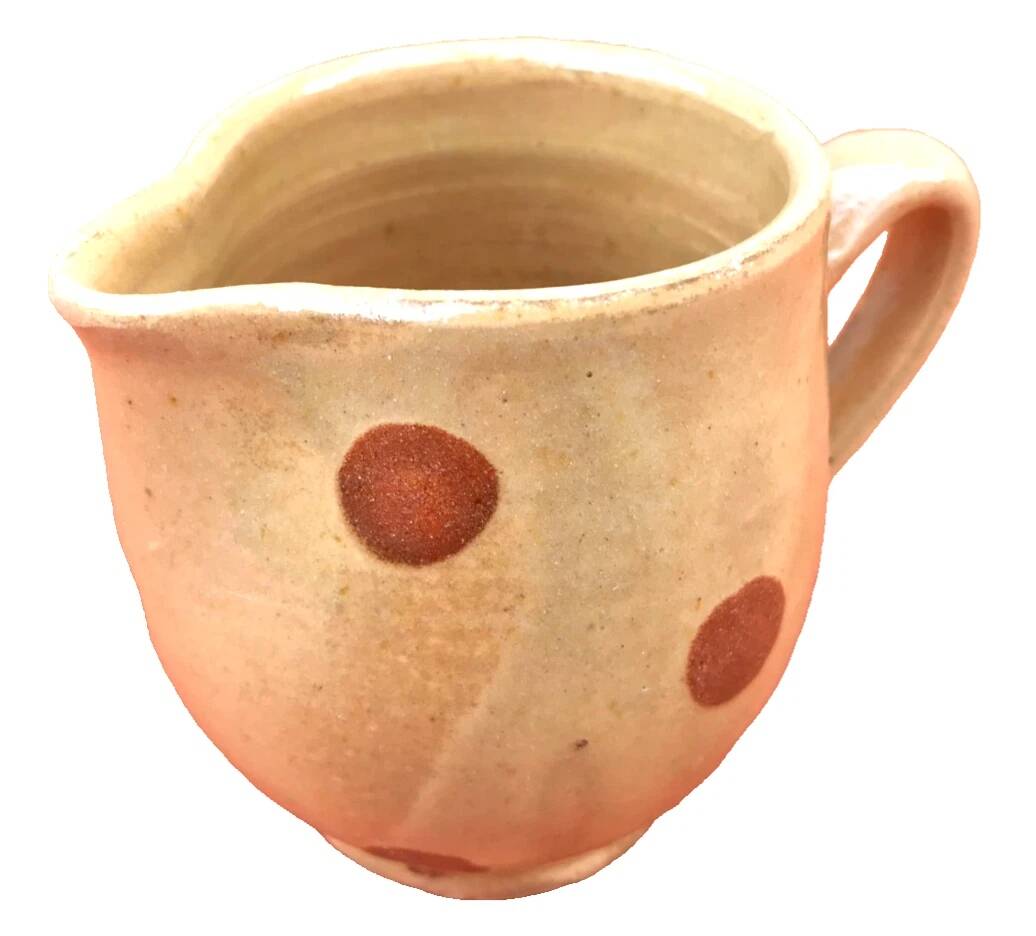 Old milk jug / ceramic cream pot with polka dots traditional Savoyard pottery