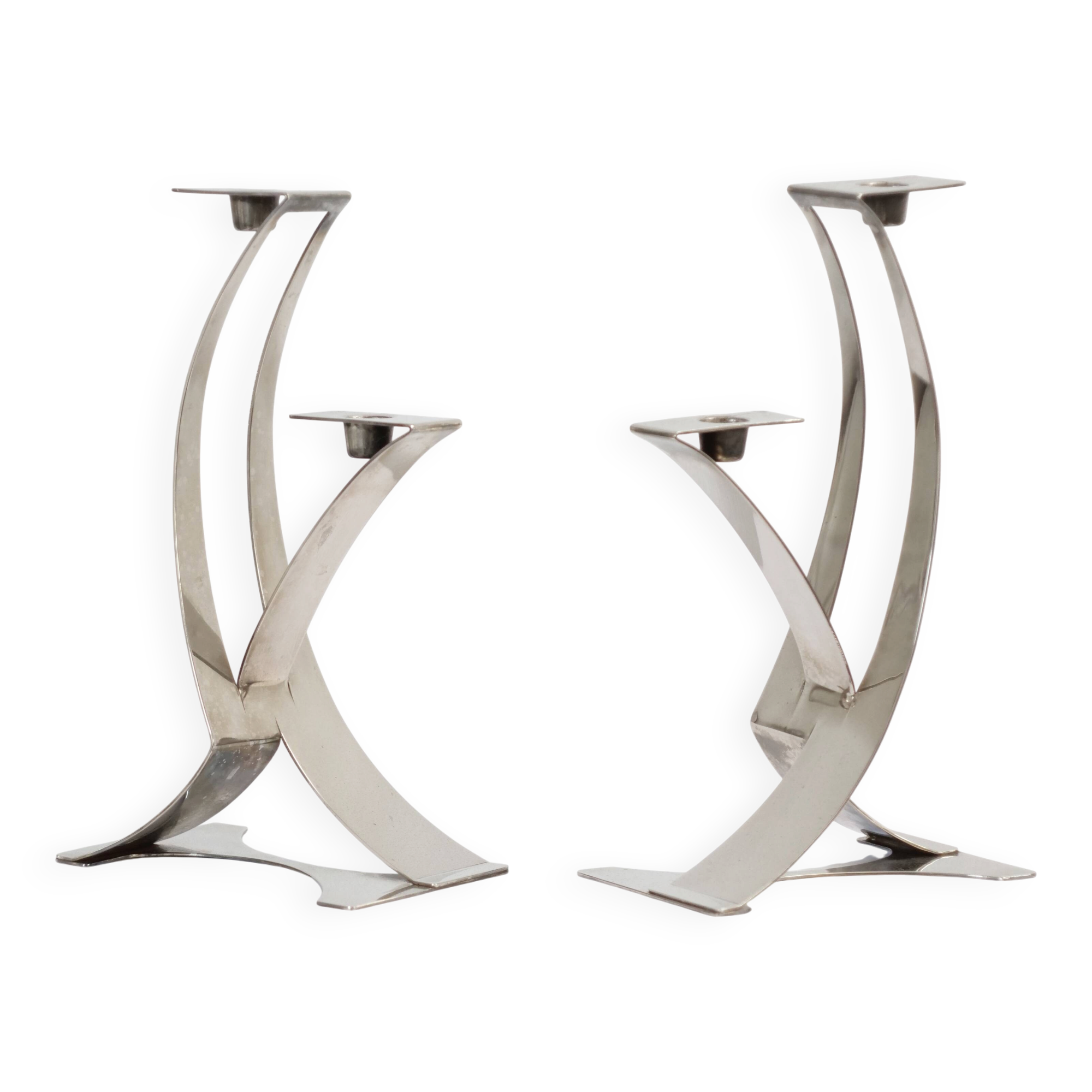 Palm Beach Modern style silver-plated chandeliers 1970