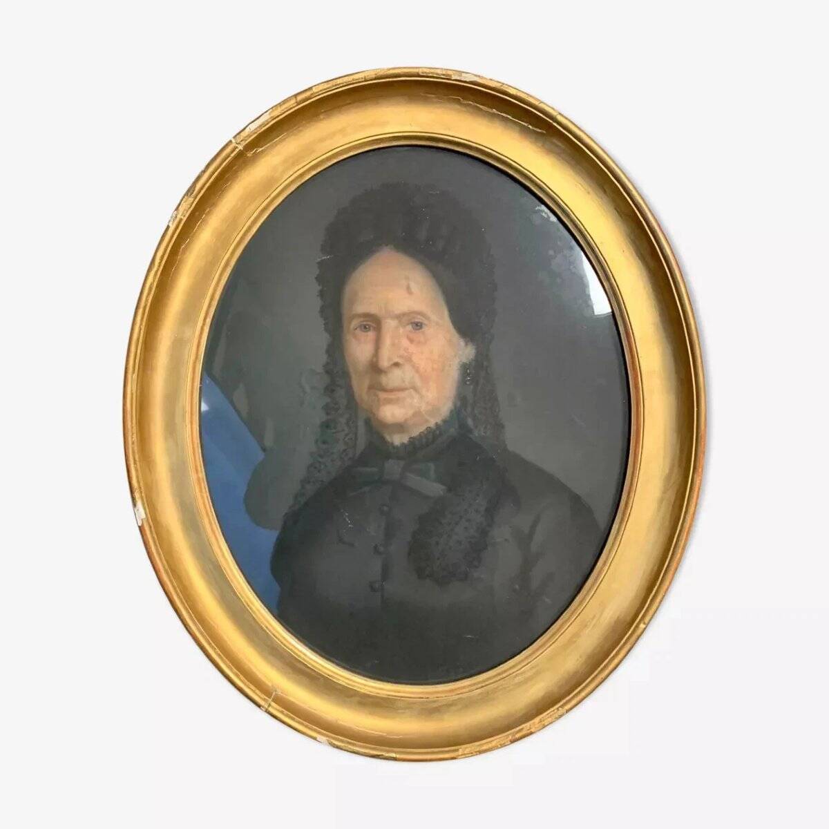 19th-century portrait depicting a woman dressed in black.