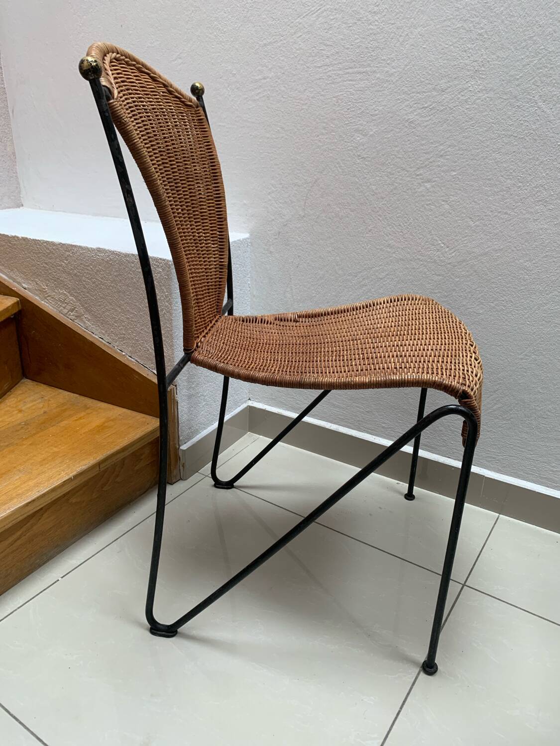 Metal and wicker chair