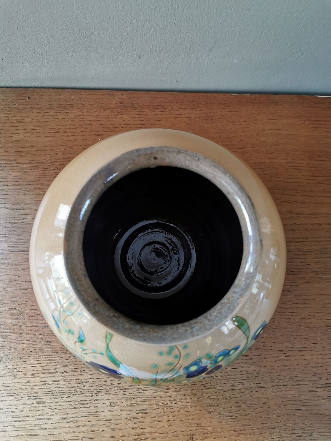 Vase boule vintage céramique artisanale