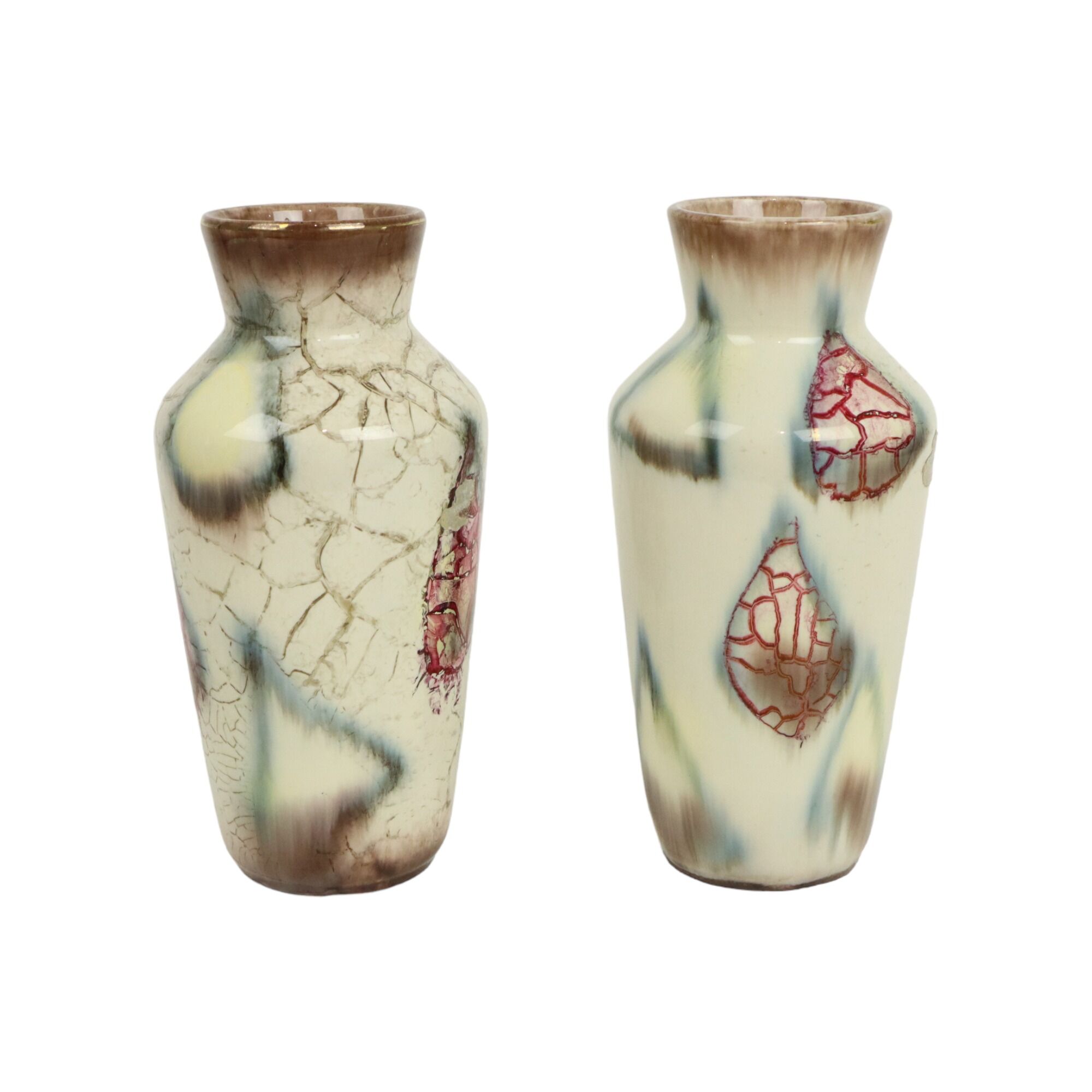 Couple West Germany Vases Bay Keramik Abstract Marble Pattern 606-20