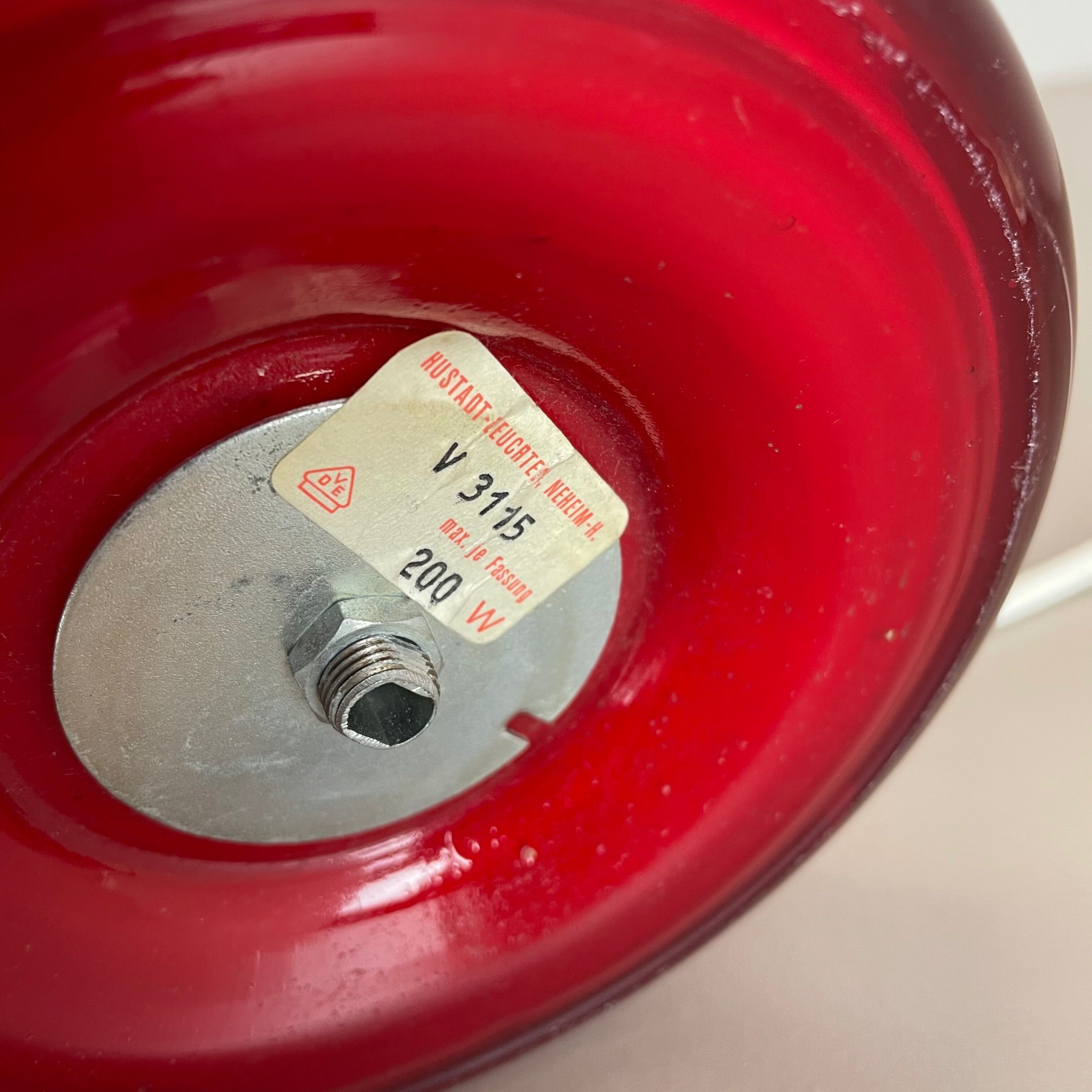 "Mushroom" Red Glass Table Desktop Light Made Hustadt Lights, Germany, 1970 No.2