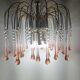Lustre en cascade de grande taille en verre de Murano rose