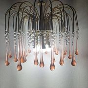 Lustre en cascade de grande taille en verre de Murano rose