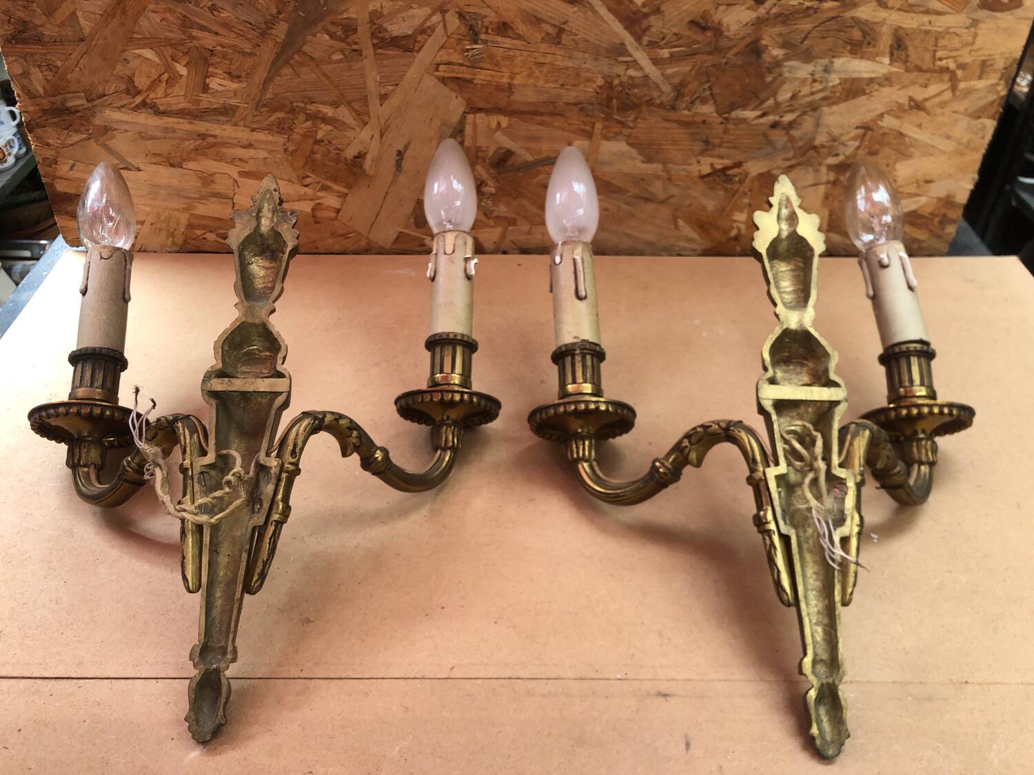 Paire ancienne applique doube style louis xv bronze doré
