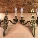 Pair of old doube wall lamp louis xv style gilt bronze