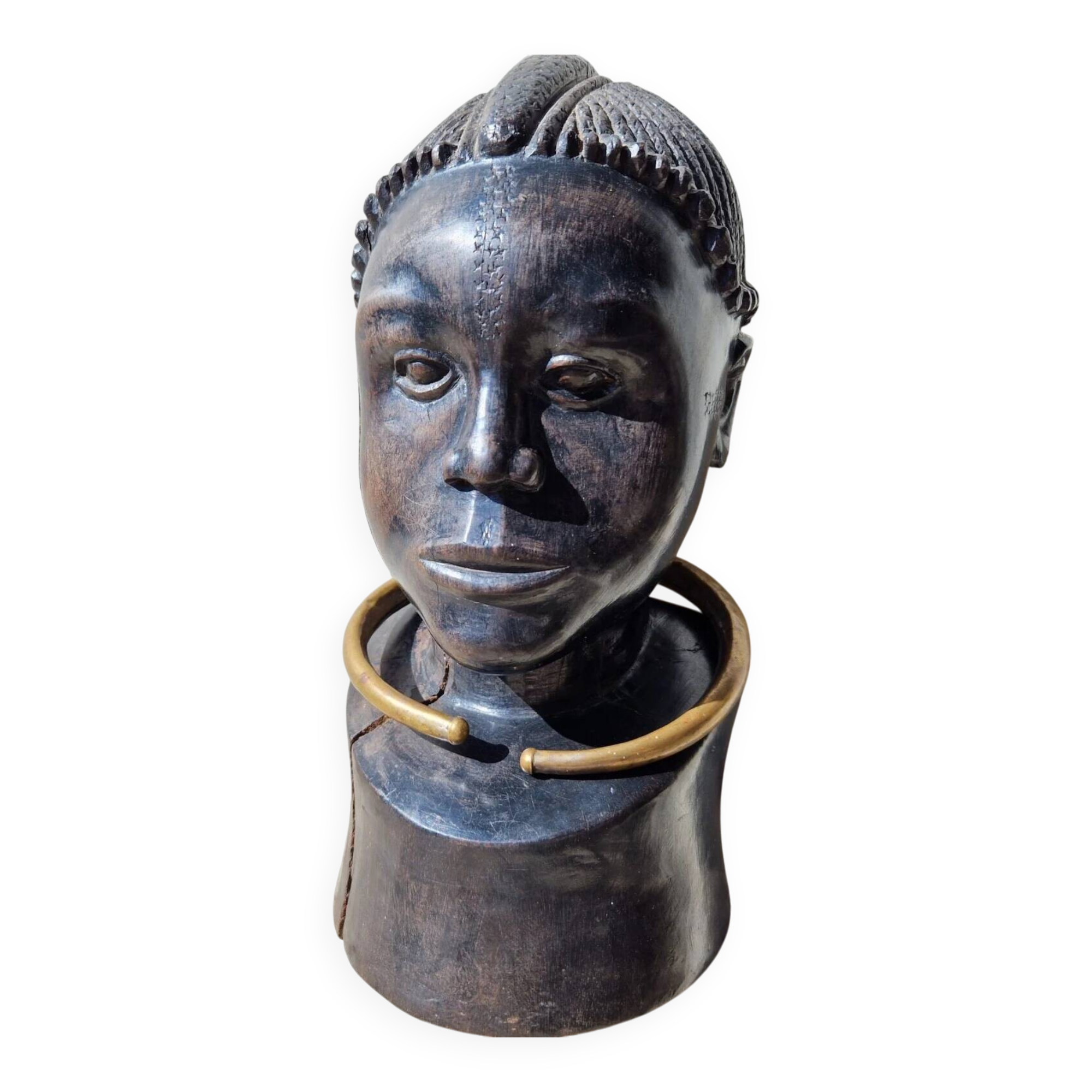 African tribal bust in ebony