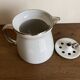 XXL modernist flowerpot pitcher vase in platinum and white porcelain