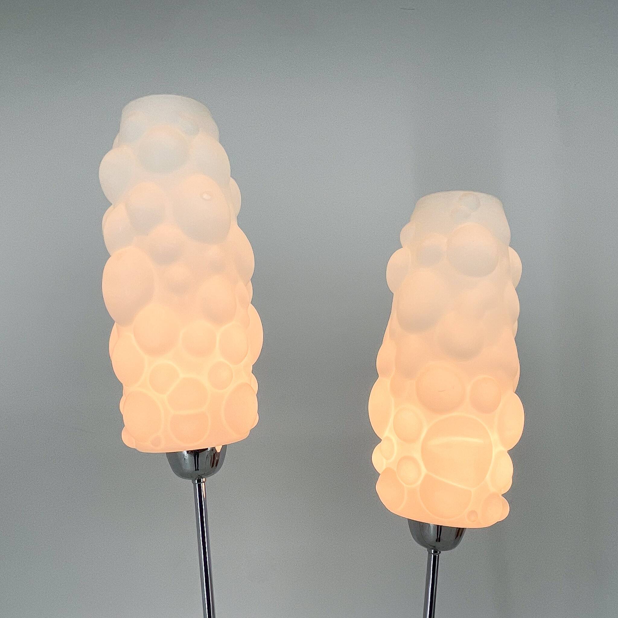 1970s chrome & wood floor lamp, restored , czechoslovakia