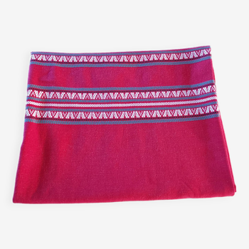 Ancienne nappe rectangulaire rouge Basque