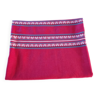 Ancienne nappe rectangulaire rouge Basque