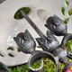 Suspension/chandelier old ceramic openwork flowers & wrought iron, circa 1960