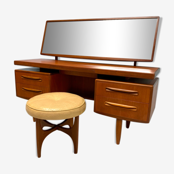 Vintage teak G-Plan dressing table with stool