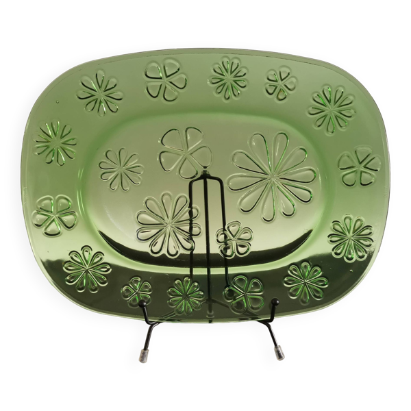 Plat rectangulaire en verre transparent de couleur verte