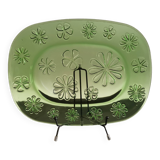 Rectangular dish in transparent green glass