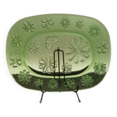 Rectangular dish in transparent green glass
