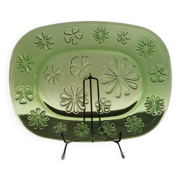 Rectangular dish in transparent green glass